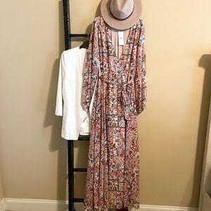 Long Sleeve Printed Maxi Dress